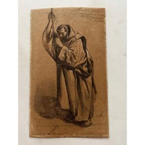 Drawing Of A Monk Signed Claudius Jacquaud Dated August 1860