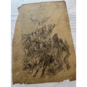 Drawing, Genre Scene: Donkeys, Rams And Riders XIX