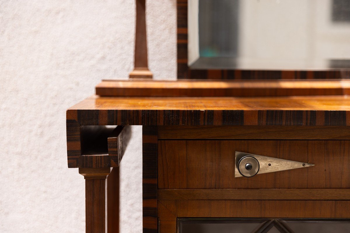 Deco Sideboard In Walnut And Rosewood Rio With Mirror And Side Columns-photo-1