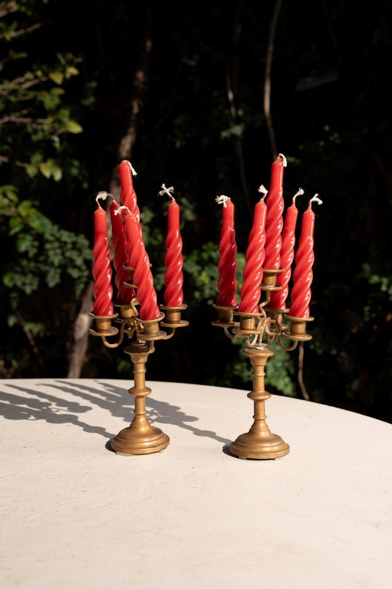 Small Pair Of 5-light Candlesticks -photo-2