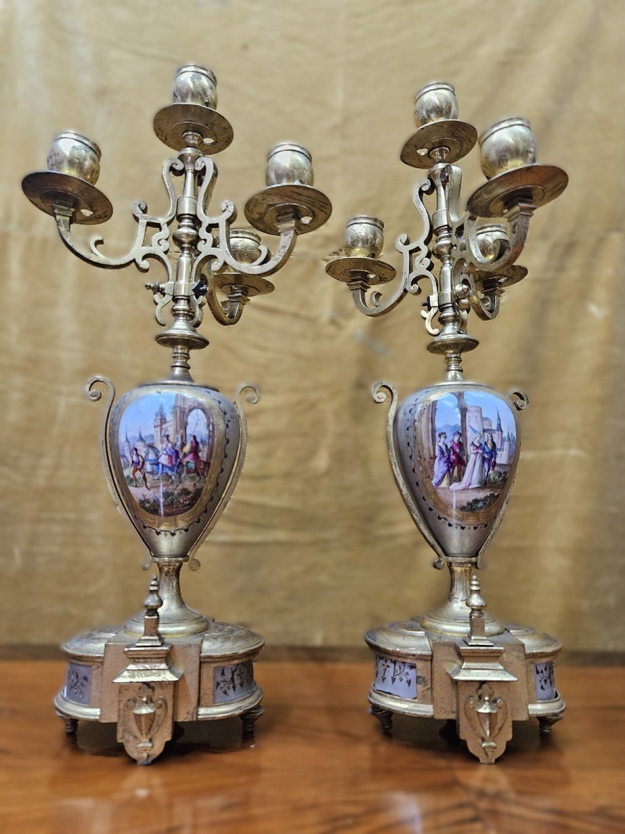 Pair Of Porcelain  Candlesticks