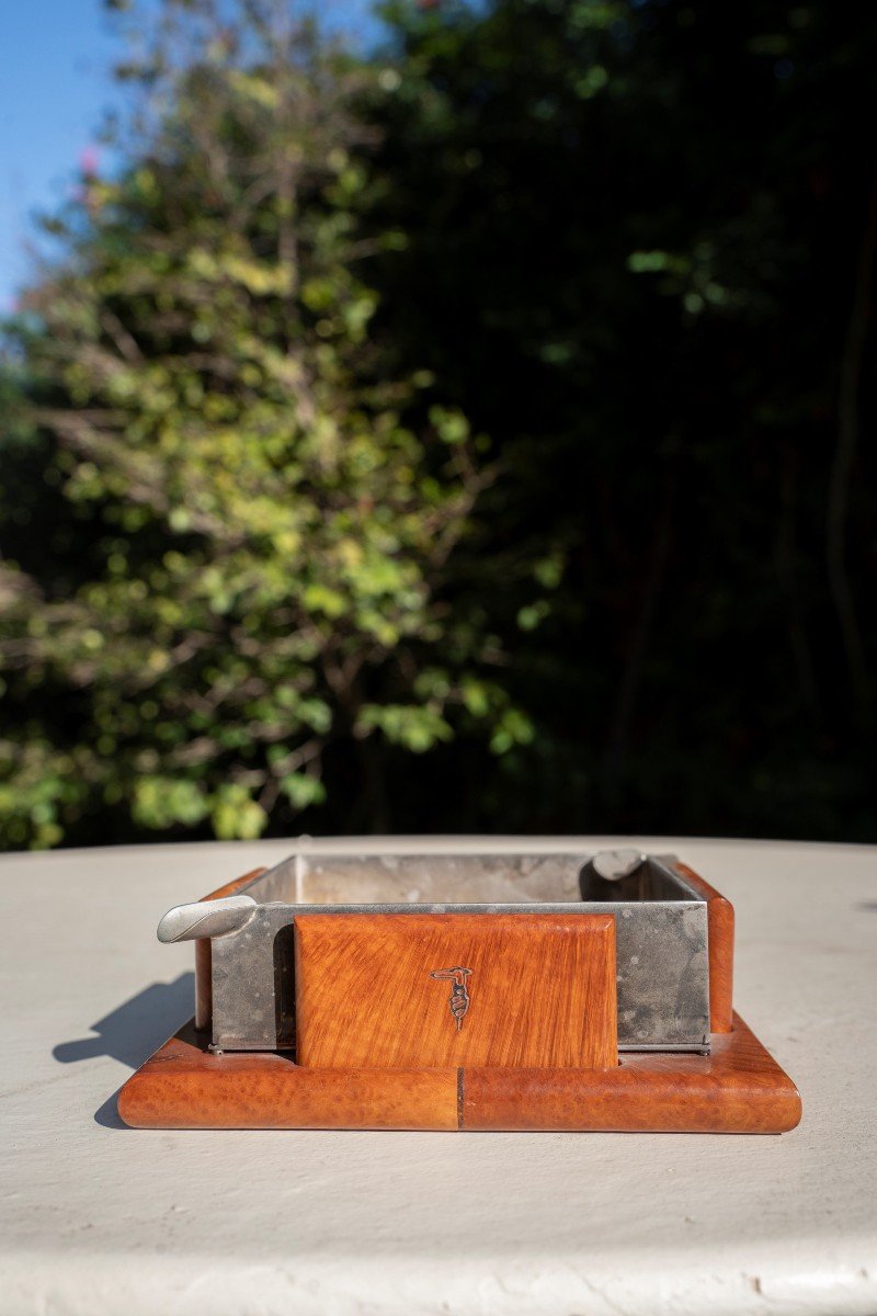 Trussardi Desk Set, Ashtray And Card Holder, Ca. 1970-photo-4