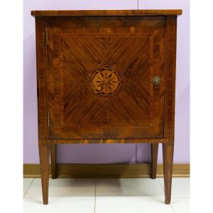 Lombard Chest Of Drawers In Different Fruit Woods, 18th Century.