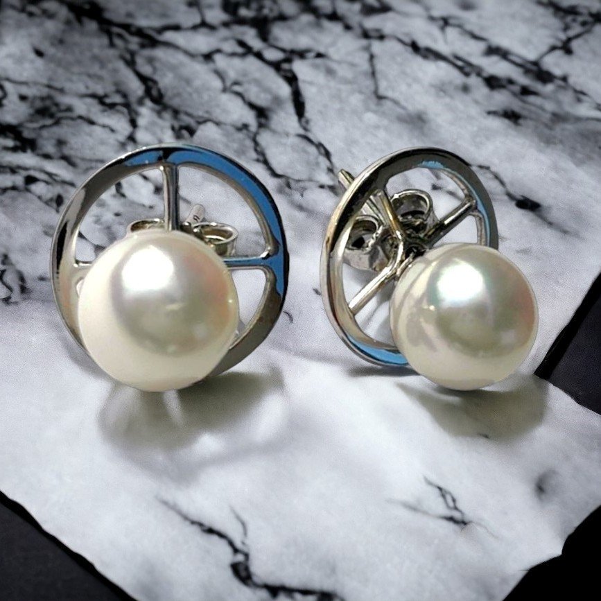 Pair Of 8 Mm Australian Cultured Pearl Stud Earrings With Removable White Gold Jackets.-photo-3