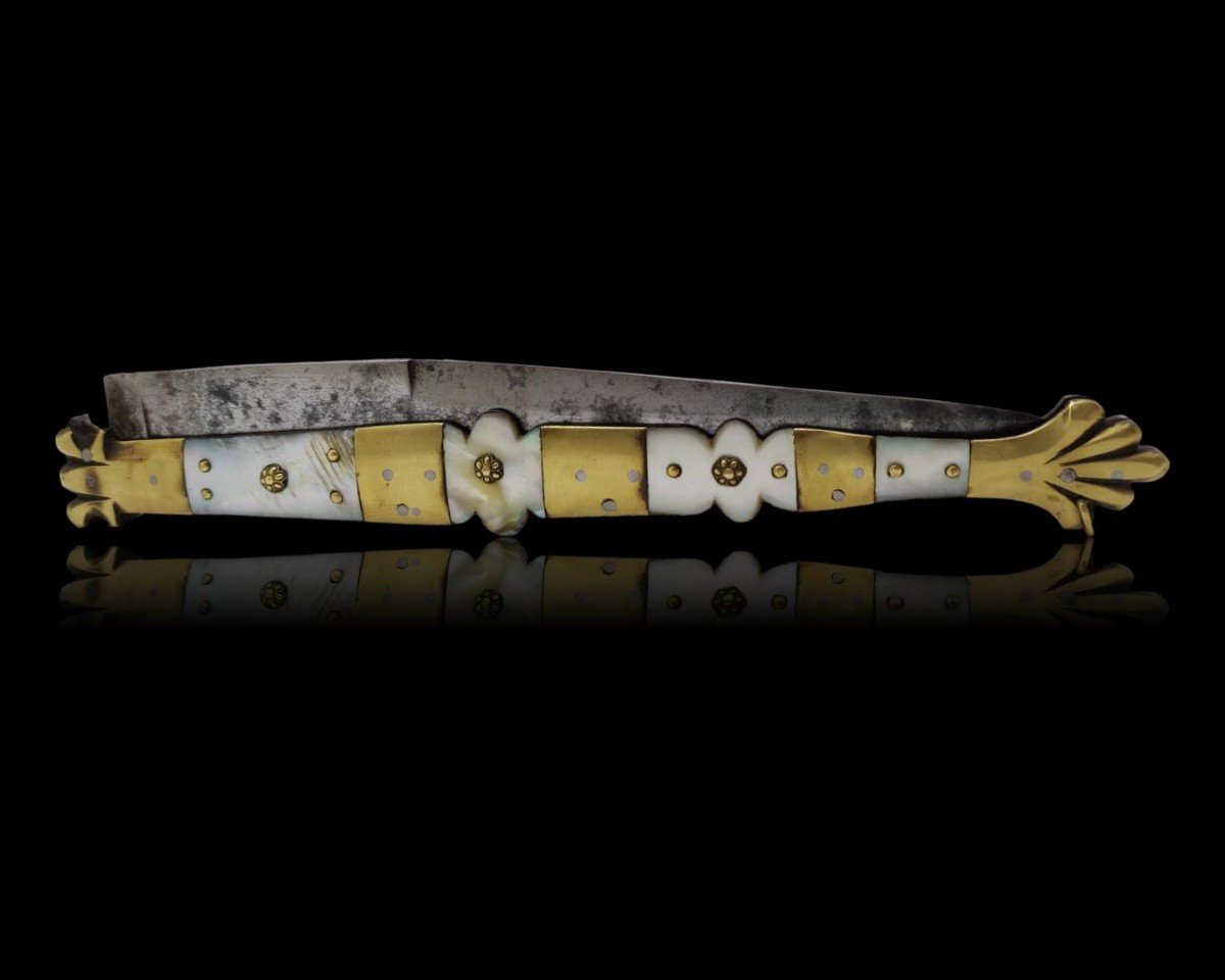 Original Navaja De Zaragoza With Mother Of Pearl And Brass Handles-photo-2