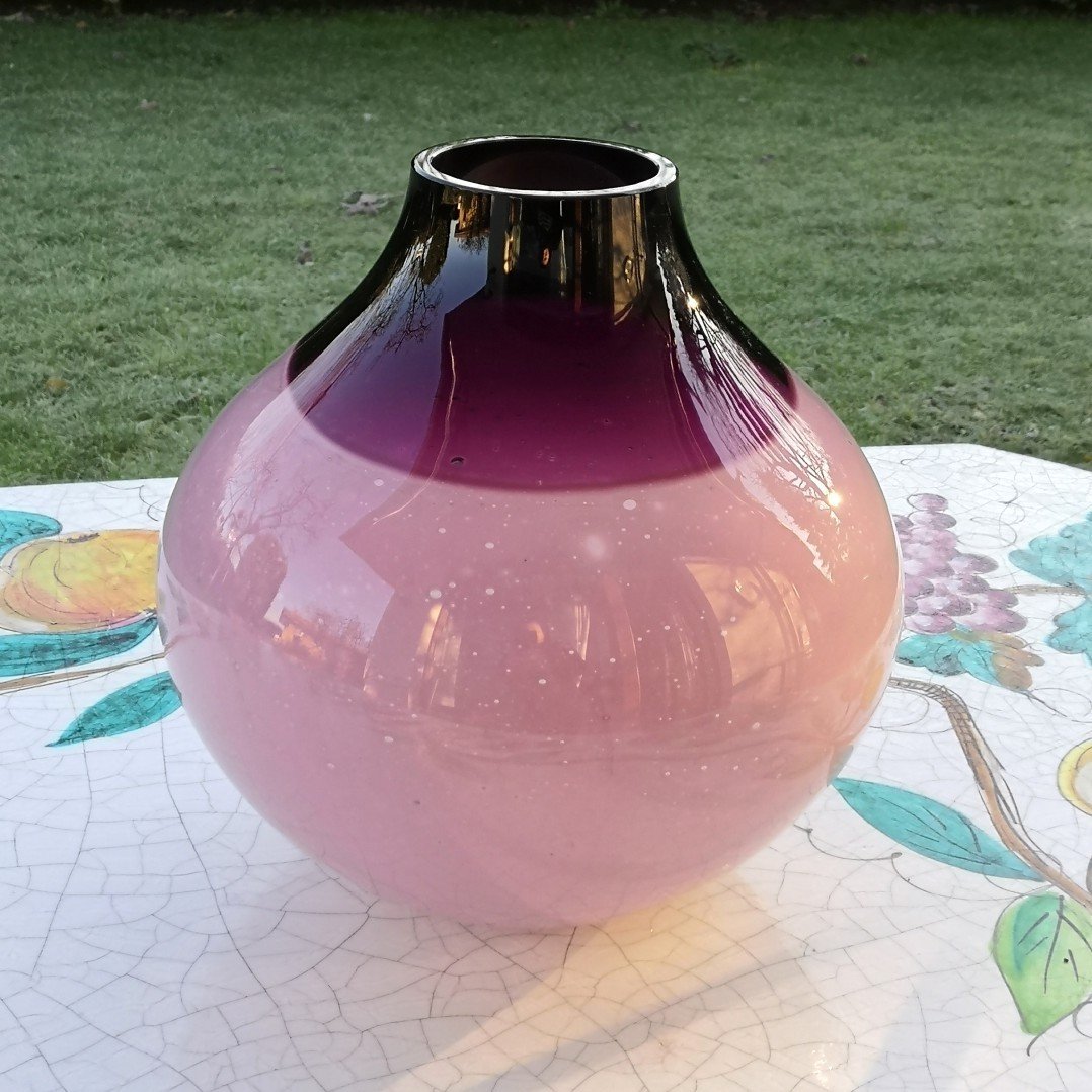 Murano Alfredo Barbini Signed Venetian Glass Vase 1970s-photo-1