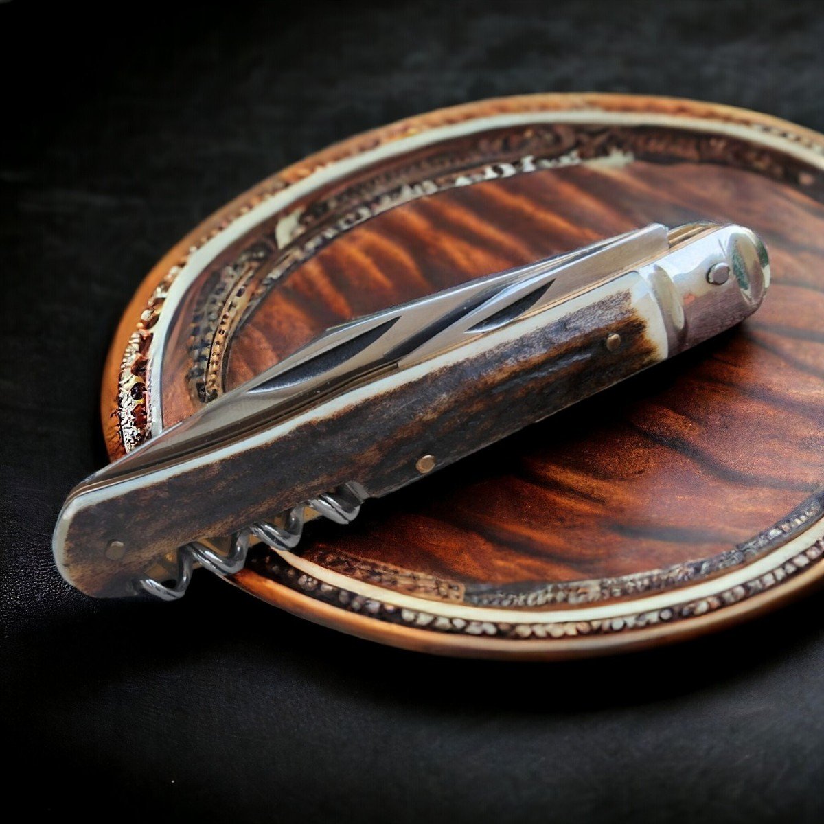 Old Stock From The 1970s Pius Lang 3 Blade Stag Pocket Knife - Limited Series-photo-3