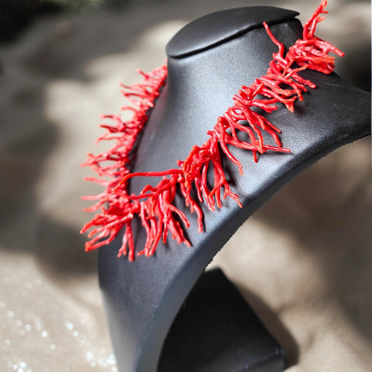 Vintage 1970's Red Branch Coral Necklace-photo-3