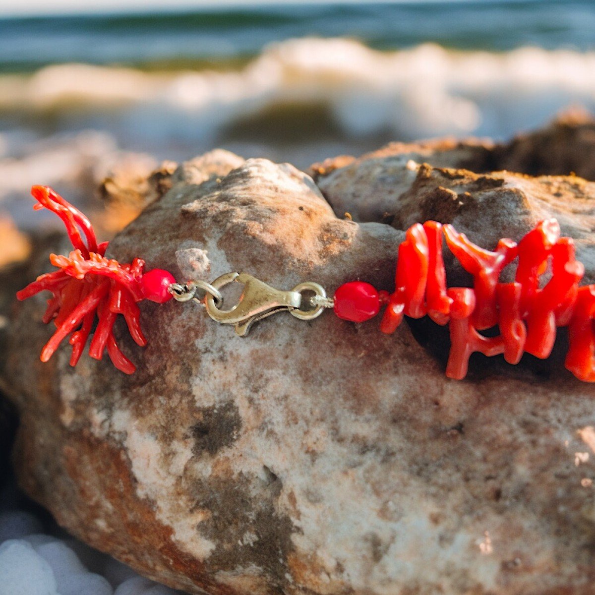 Vintage 1970's Red Branch Coral Necklace-photo-2