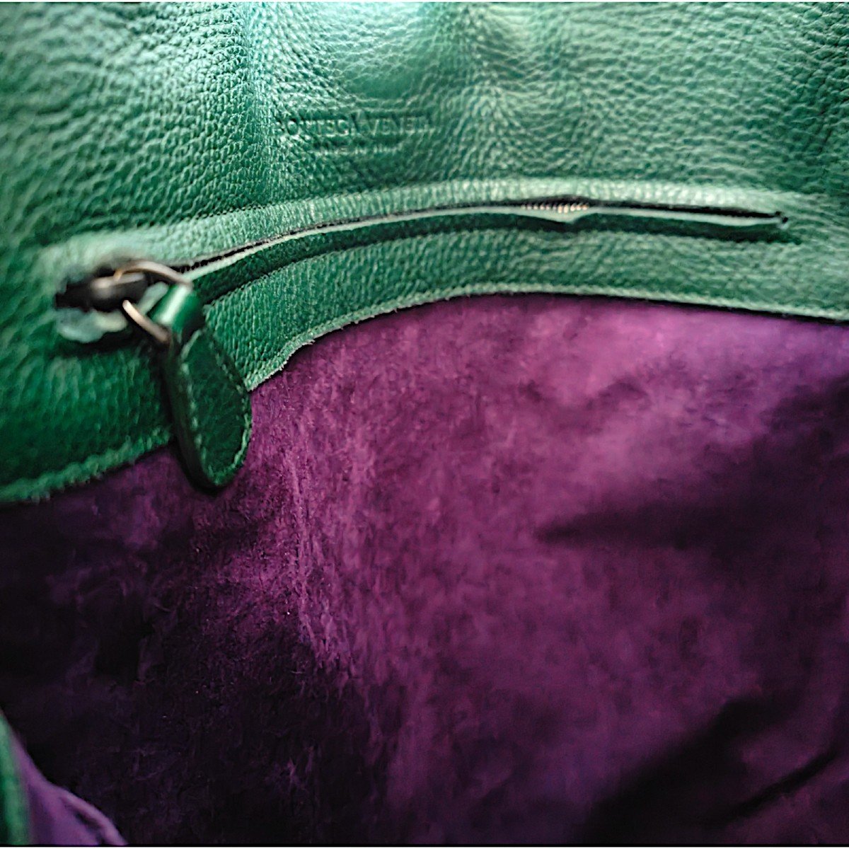 Bottega Veneta Sac à épaule Vintage "cervo Hobo" En Cuir De Cerf Vert Avec Bord Tissé-photo-5