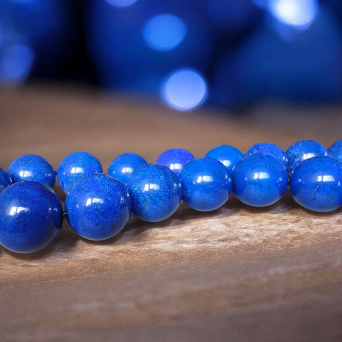 Huge Single Strand 18 Mm Lapis-lazuli Bead Necklace With Diamond Set 18kt Gold Clasp-photo-2