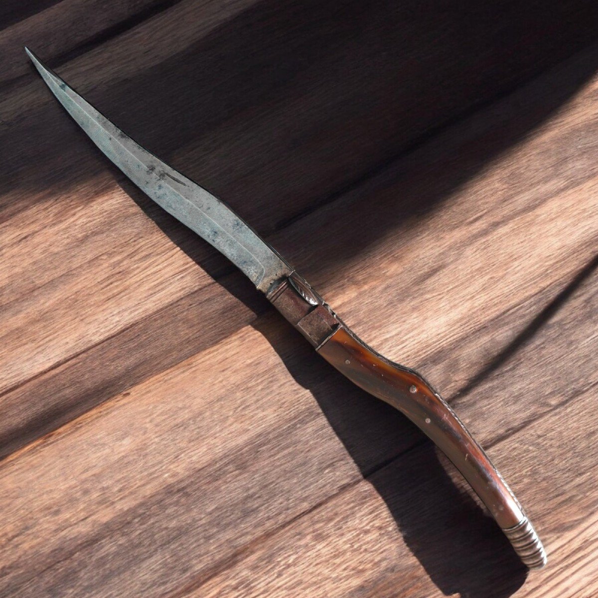 Early To Mid 19th Cent Large French Folding Knife, Probably Chatellearult-photo-4