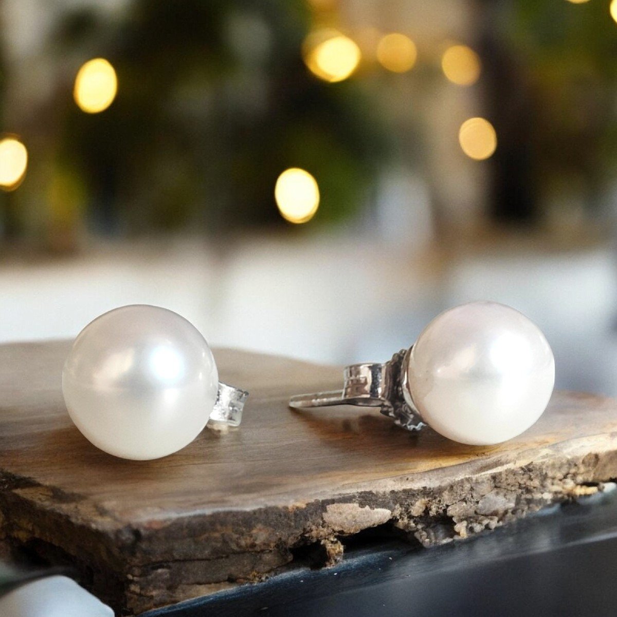 750 White Gold Earrings And Australian Pearls 8 Mm-photo-2