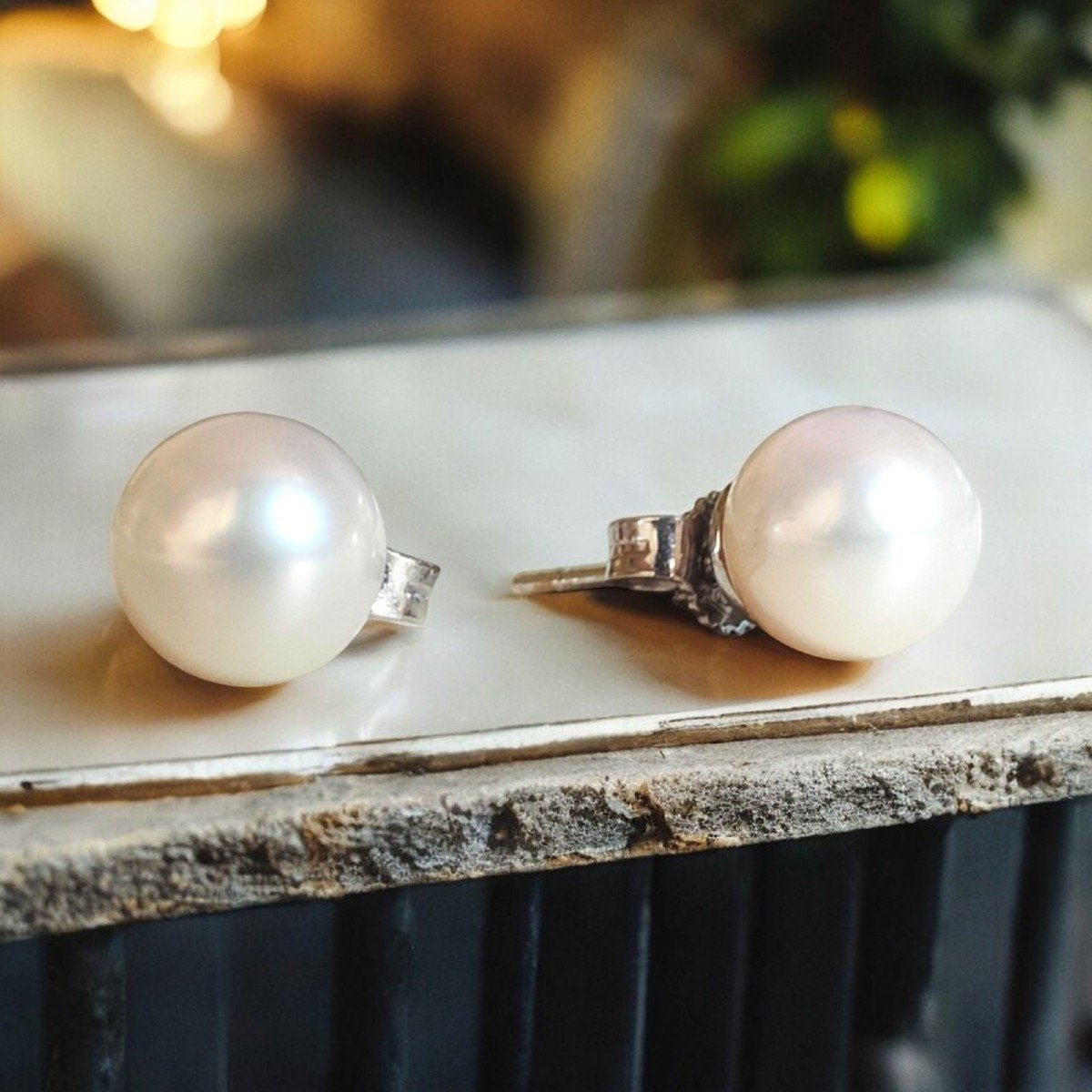 750 White Gold Earrings And Australian Pearls 8 Mm-photo-3