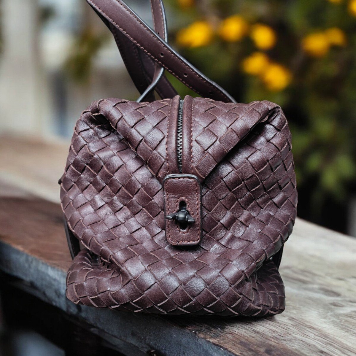 Sac à Main En Cuir Bottega Veneta "montaigne" Marron Tressage Classique-photo-3