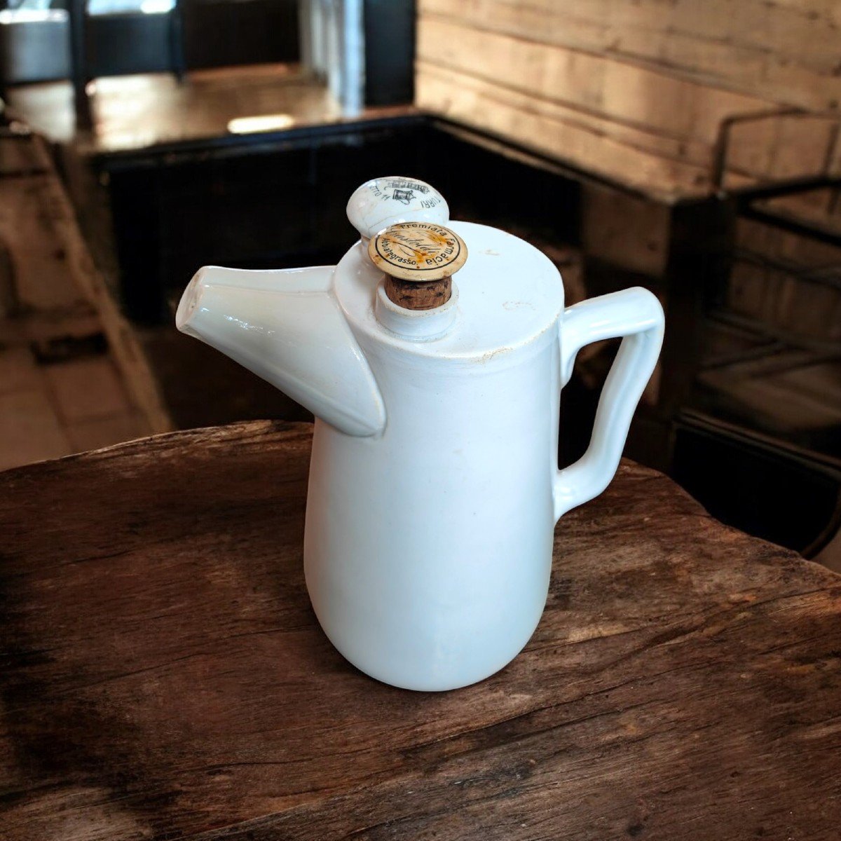 White Porcelain Divided Seltzer Bottle Pitcher – Lothe Apparatus- S C Richard 1873-1896-photo-2