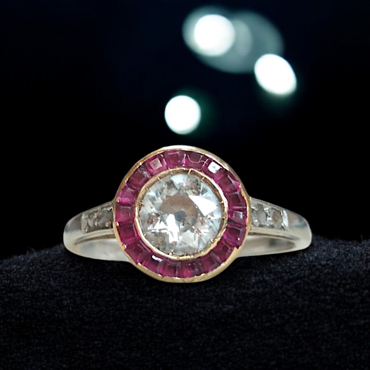 Art Deco .62 Carat Diamond And Burma Ruby Halo Ring. C1925-photo-3