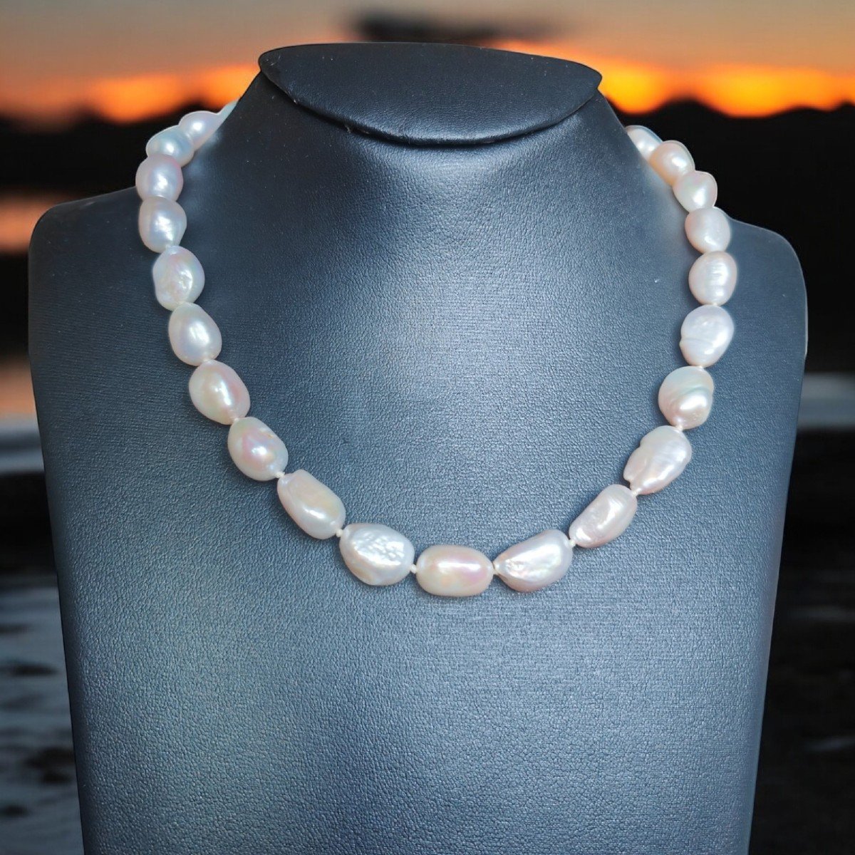 Short Baroque Freshwater Pearl Necklace With 18k Gold Clasp-photo-2