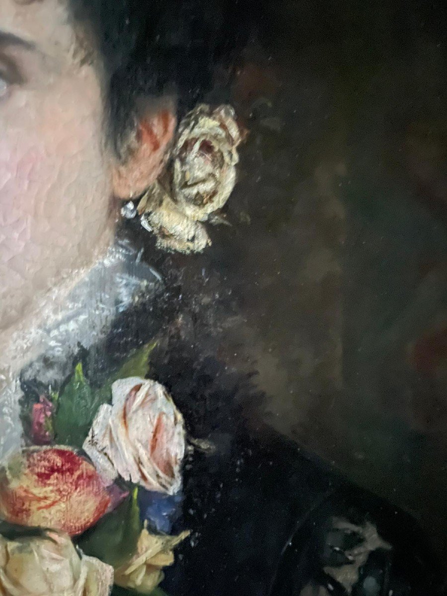 Portrait Of A Woman With Roses - Late 1800s-photo-3
