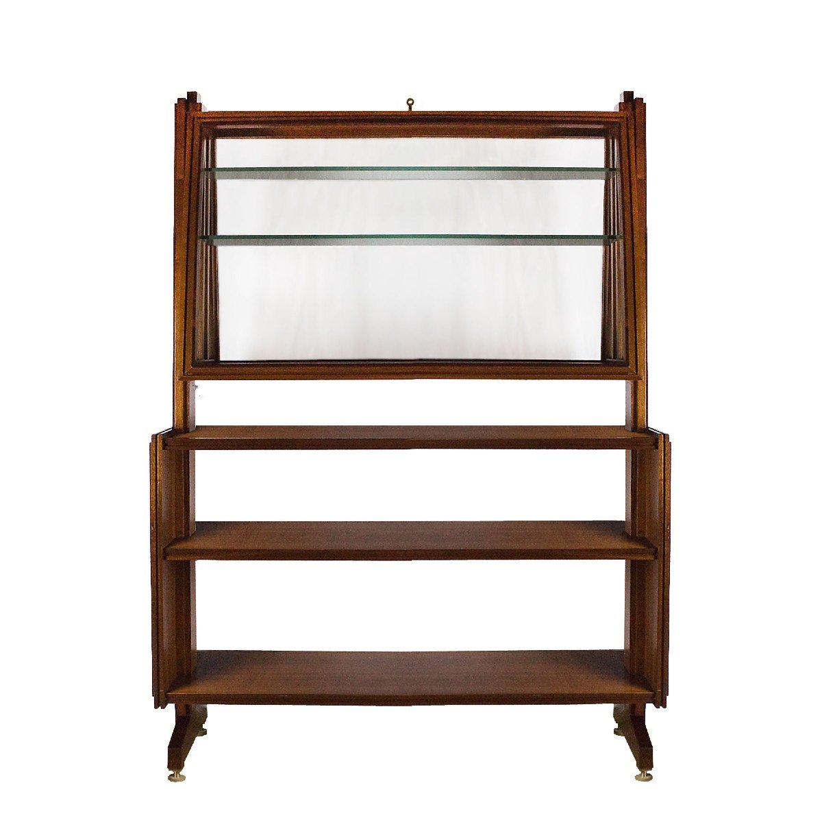 Central Set Of Shelves – Showcase In Solid Mahogany - Italy 1950