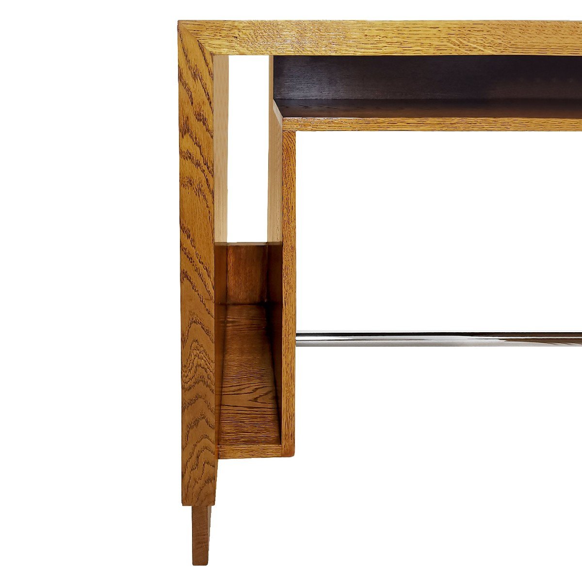 Small Double Sided Cubist Art Deco Desk In Solid Oak - France 1930-photo-7