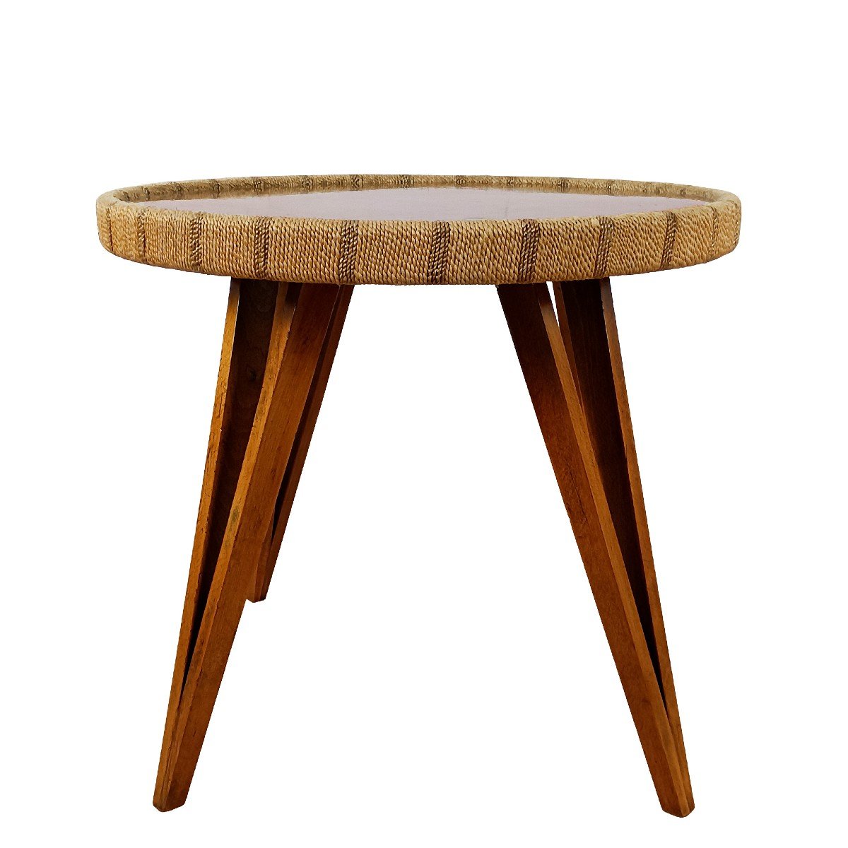 Side Table With Four Double Legs And Top In Solid Beech By Augusto Romano - Italy 1950-photo-3