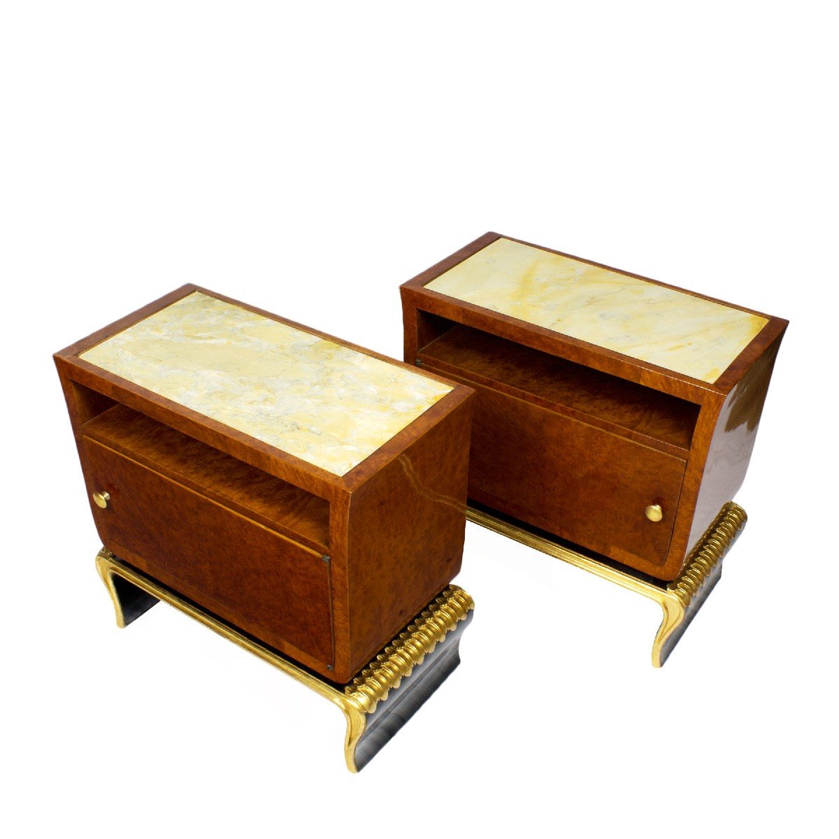 Pair Of Curved Nightstands - Italy 1940-photo-3