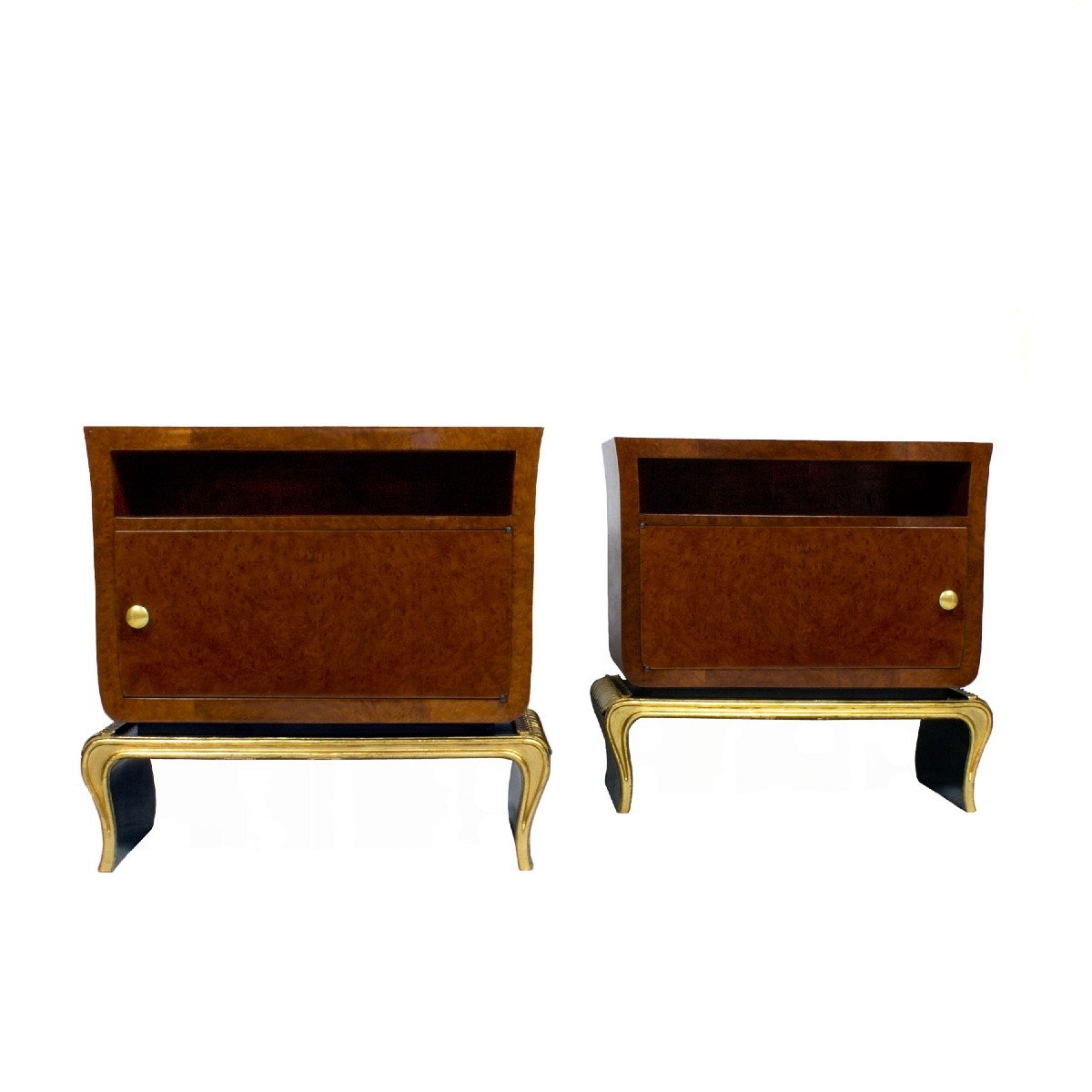 Pair Of Curved Nightstands - Italy 1940