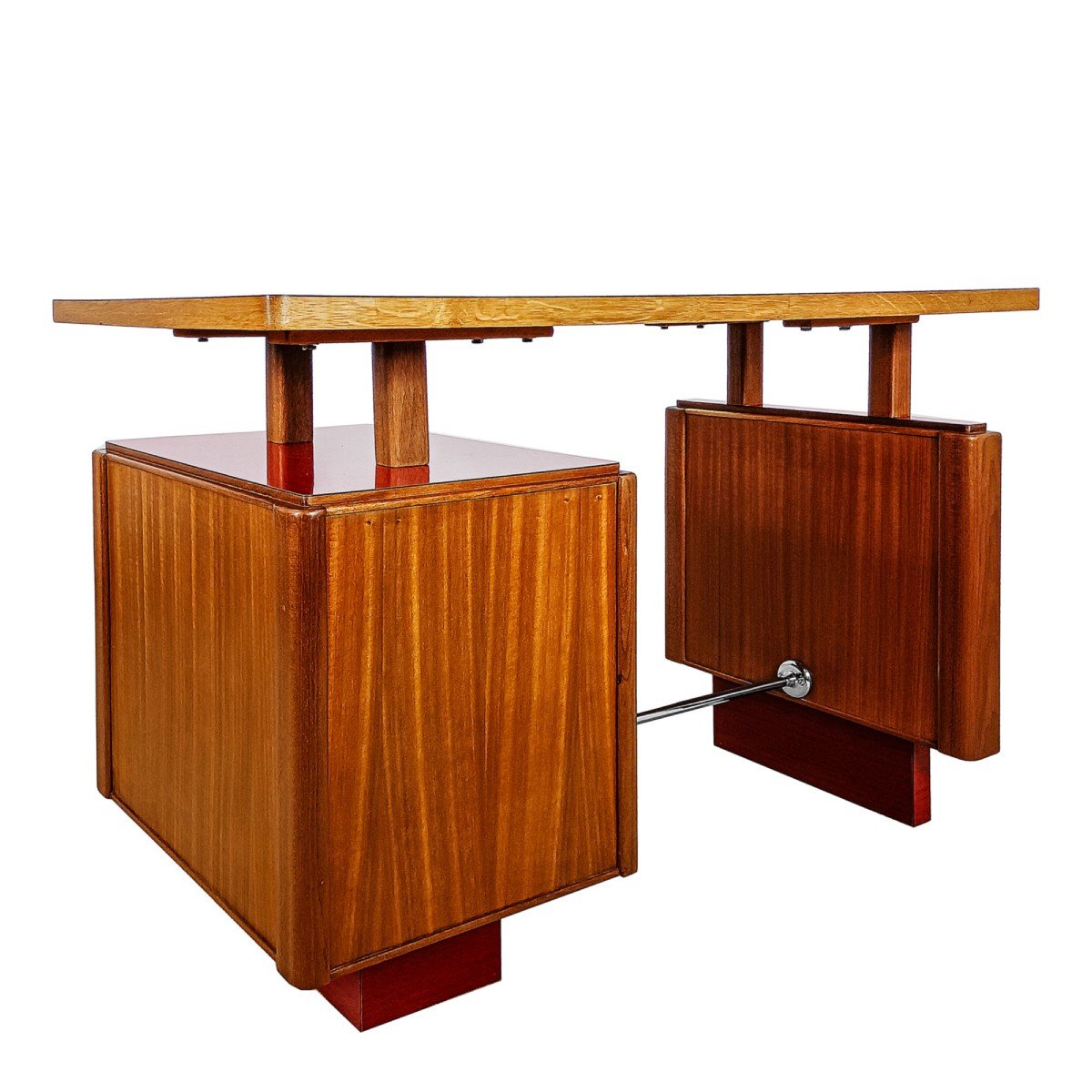 Small Desk In Solid Sapele – France 1960-photo-1