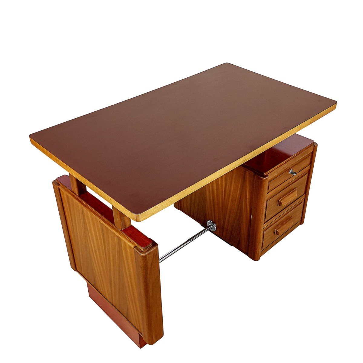 Small Desk In Solid Sapele – France 1960-photo-4