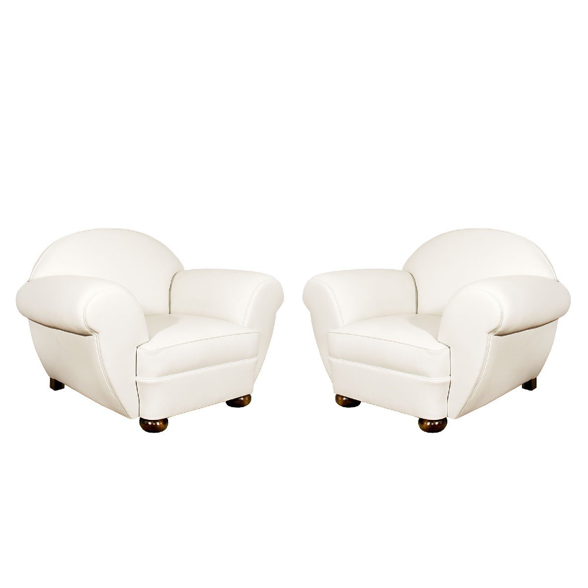 Pair Of Large Art Deco Club Armchairs