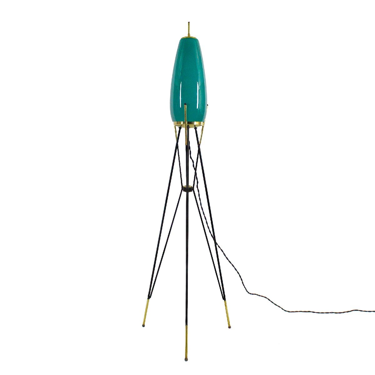 Turquoise Tripod Floor Lamp – Italy 1960-photo-2