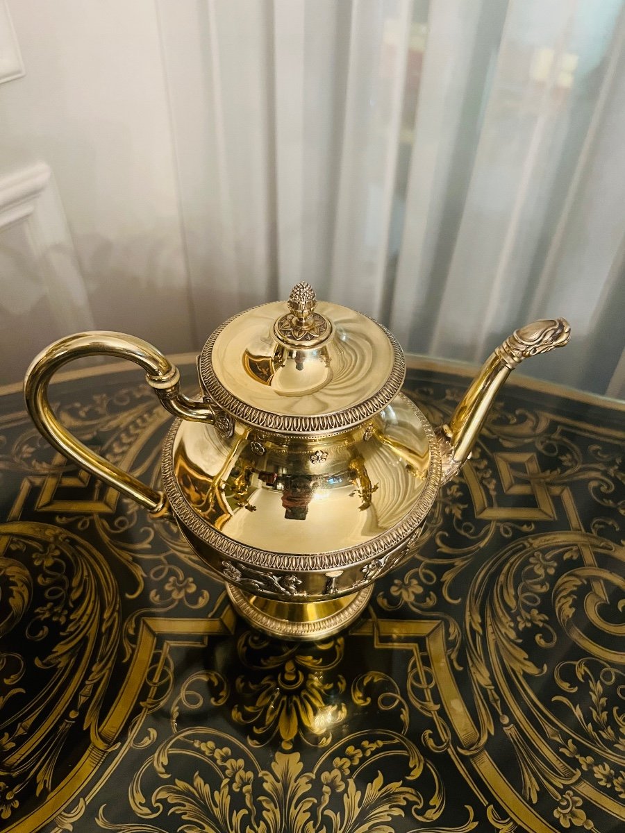 An Empire Teapot Odiot Paris Nineteenth Century Silver Gold Gilt 1100 Grams-photo-6