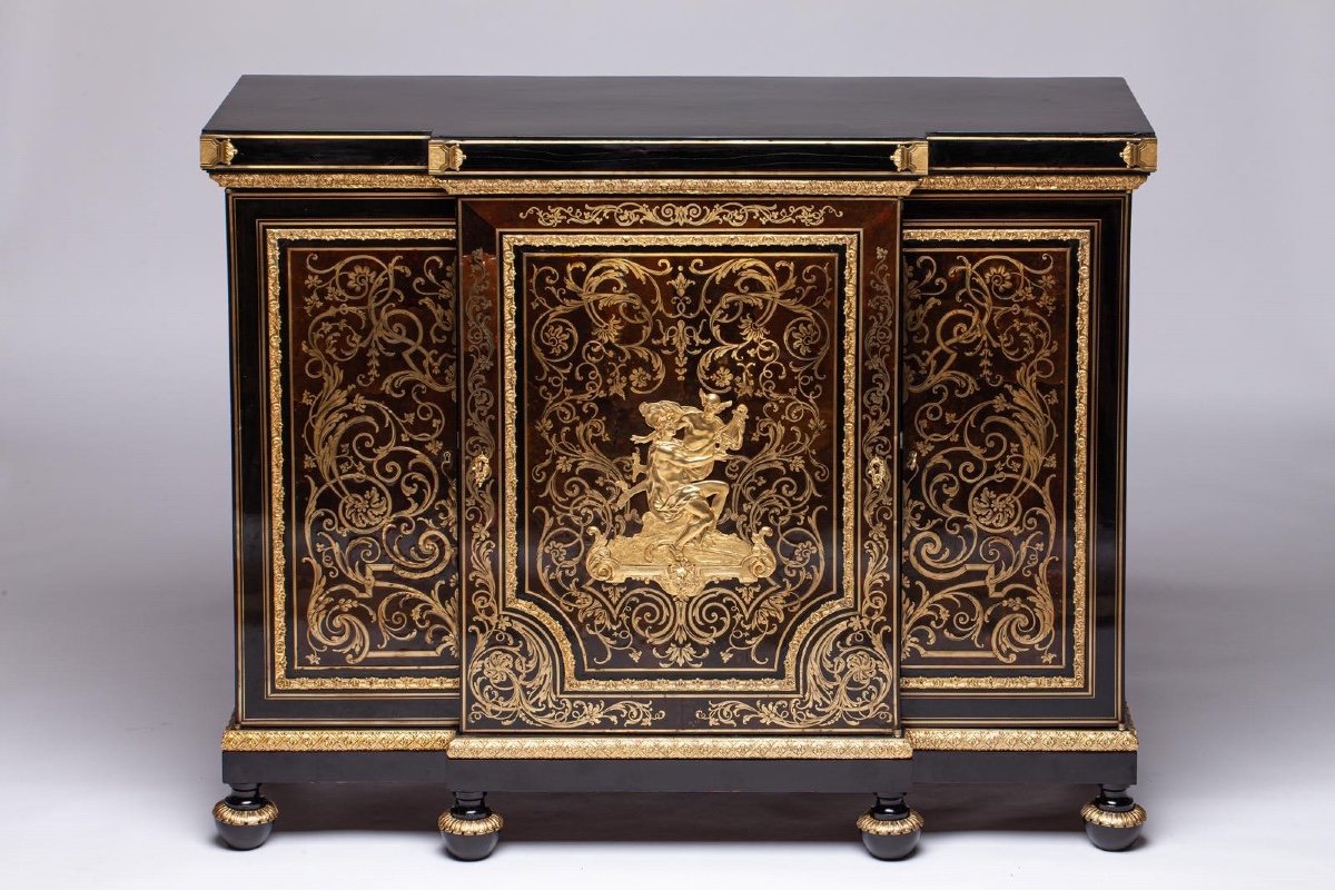 Brown Tortoise Cabinet Boulle France Attributed To Befort Young XIXth Century-photo-1