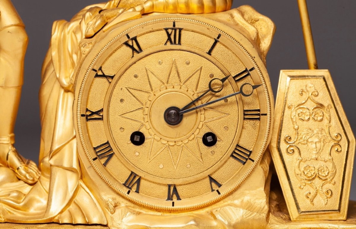 Clock Representing Jason Having Defeated The Dragon Bronze Dore Empire Movement Signed Ga 1790 - -photo-1