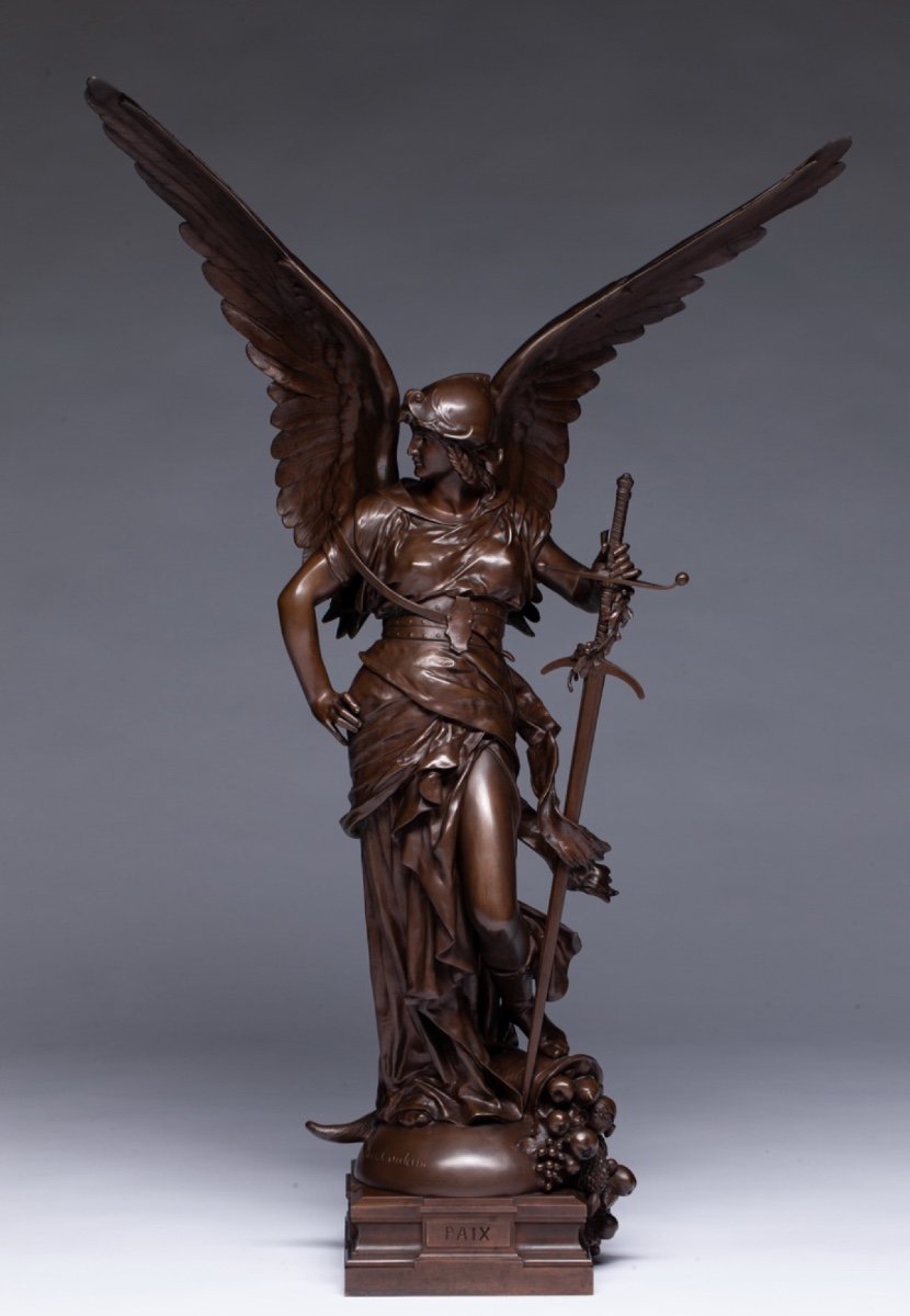 Very Large Bronze Armed Peace 94 Cm By Jules Félix Coutan-photo-2