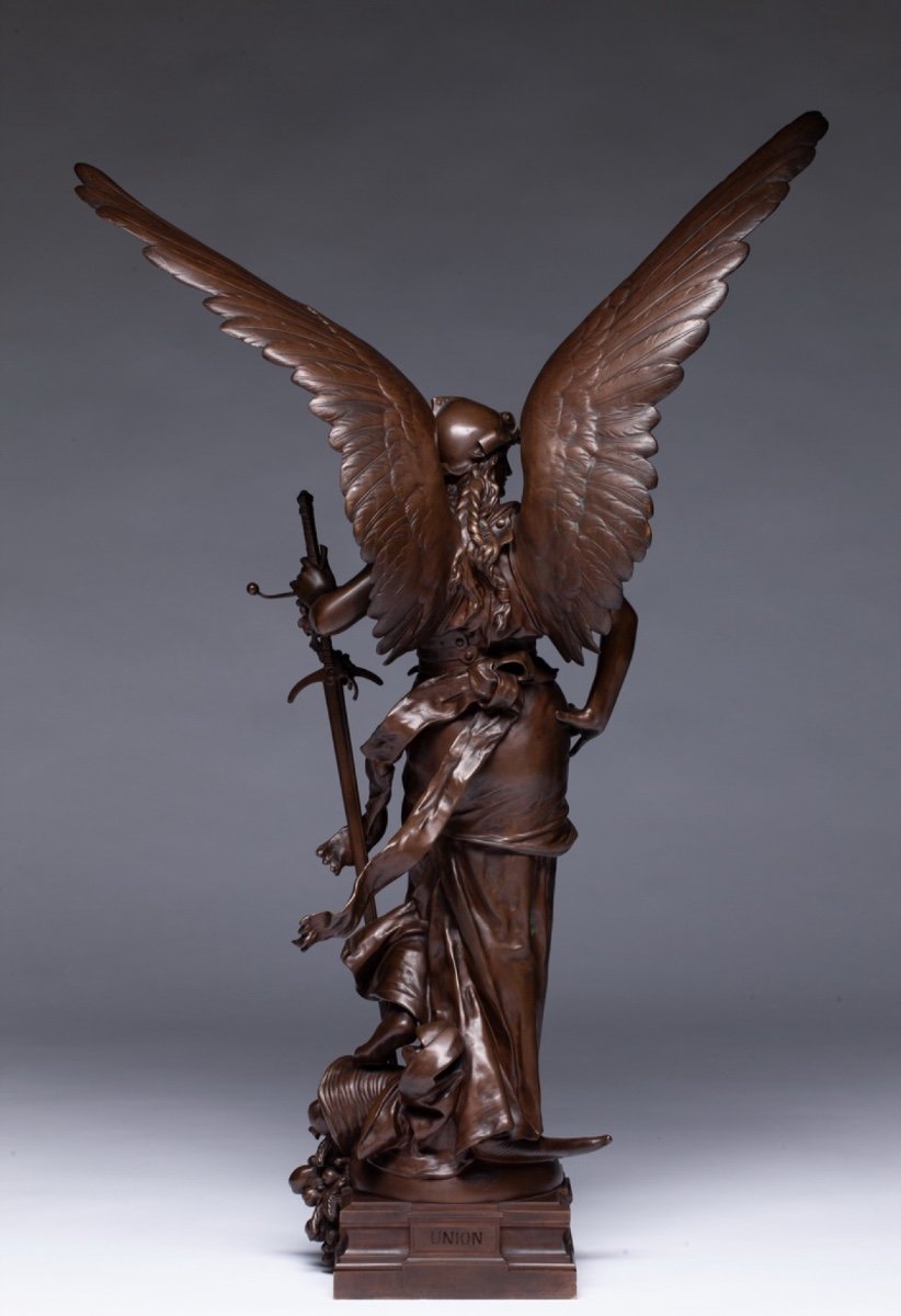 Very Large Bronze Armed Peace 94 Cm By Jules Félix Coutan-photo-4