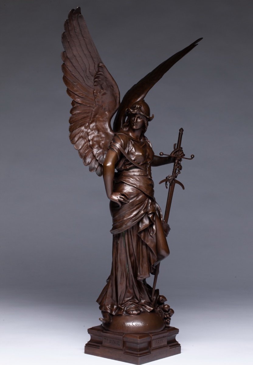 Very Large Bronze Armed Peace 94 Cm By Jules Félix Coutan