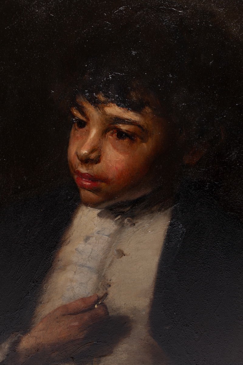 Portrait Of A Young Boy. Italian School Of The End Of The 18th Century-photo-2