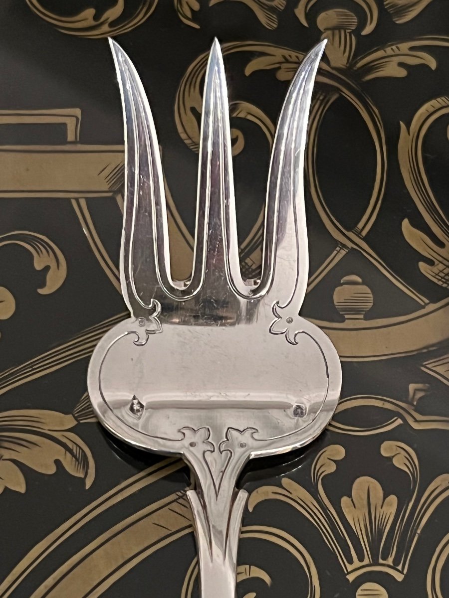 Cardeilhac Christofle France Sterling Silver Fish Serving Flatware Set 2 Stamped 240gr-photo-2