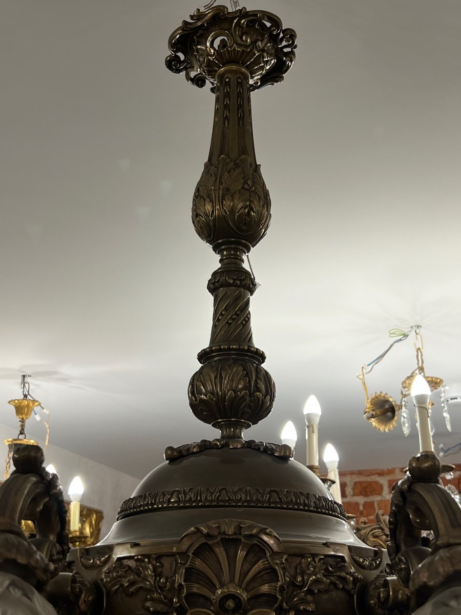 Chandelier Patinated Bronze 19th Century 8 Lights-photo-4