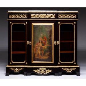 Mathieu Befort (befort Jeune) (1813-1880)  Cabinet Commode Peint Paris Du XIXe Siècle