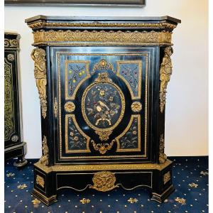 Pietra Dura Pierre Dure Ebony Cabinet Marble Top Napoleon Boulle Commode 19th Century