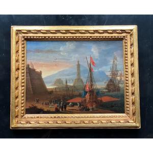 Adriaen Van Der Cabel 17th Century Marine Painting Painted On Wood