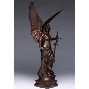 Very Large Bronze Armed Peace 94 Cm By Jules Félix Coutan