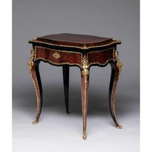 Boulle Marquetry Table Signed Tahan