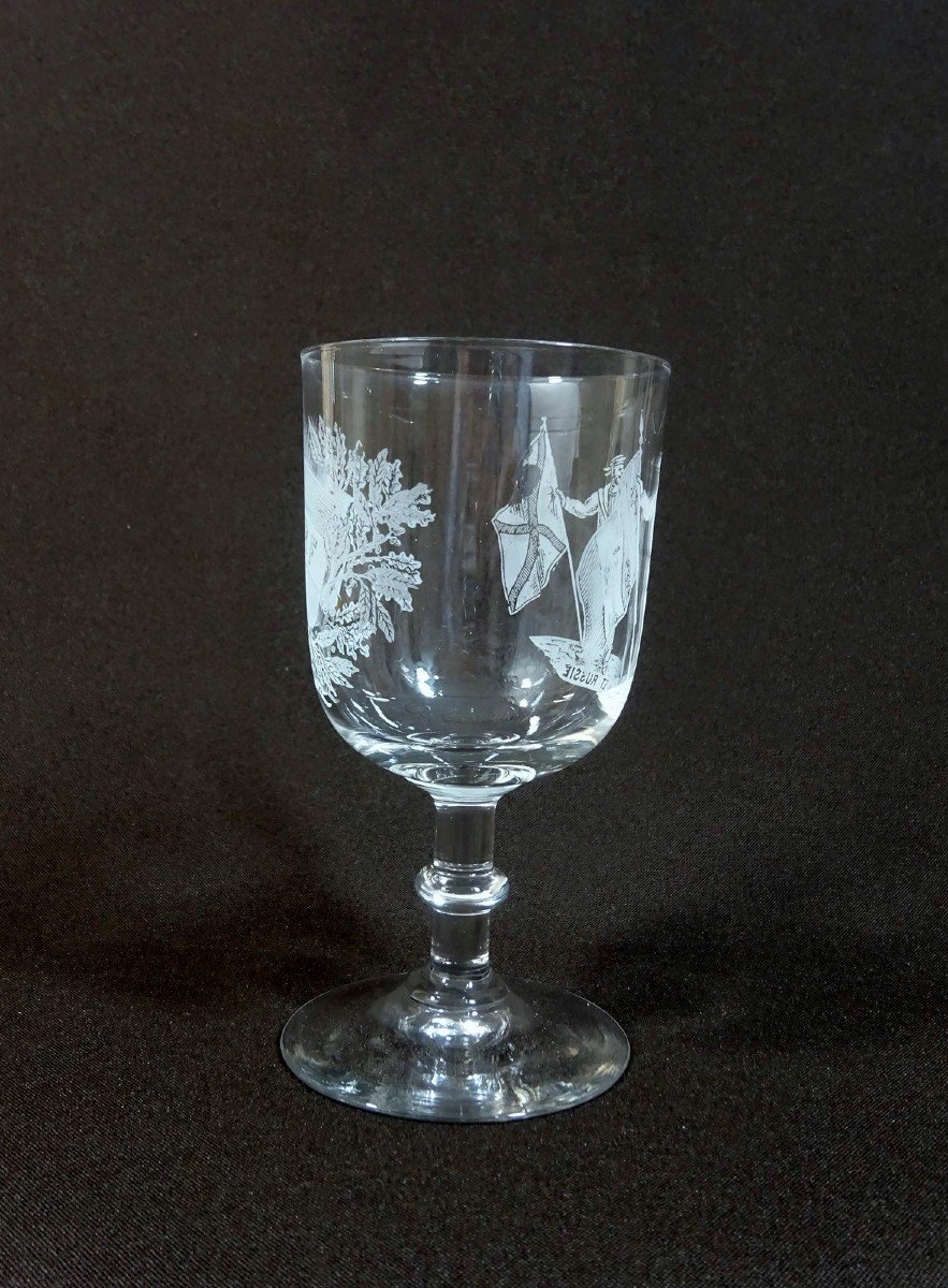 Rare 19th Century Engraved Commemorative Glass, Pax France Russia, Franco Russian Anlliance, 1891-photo-4