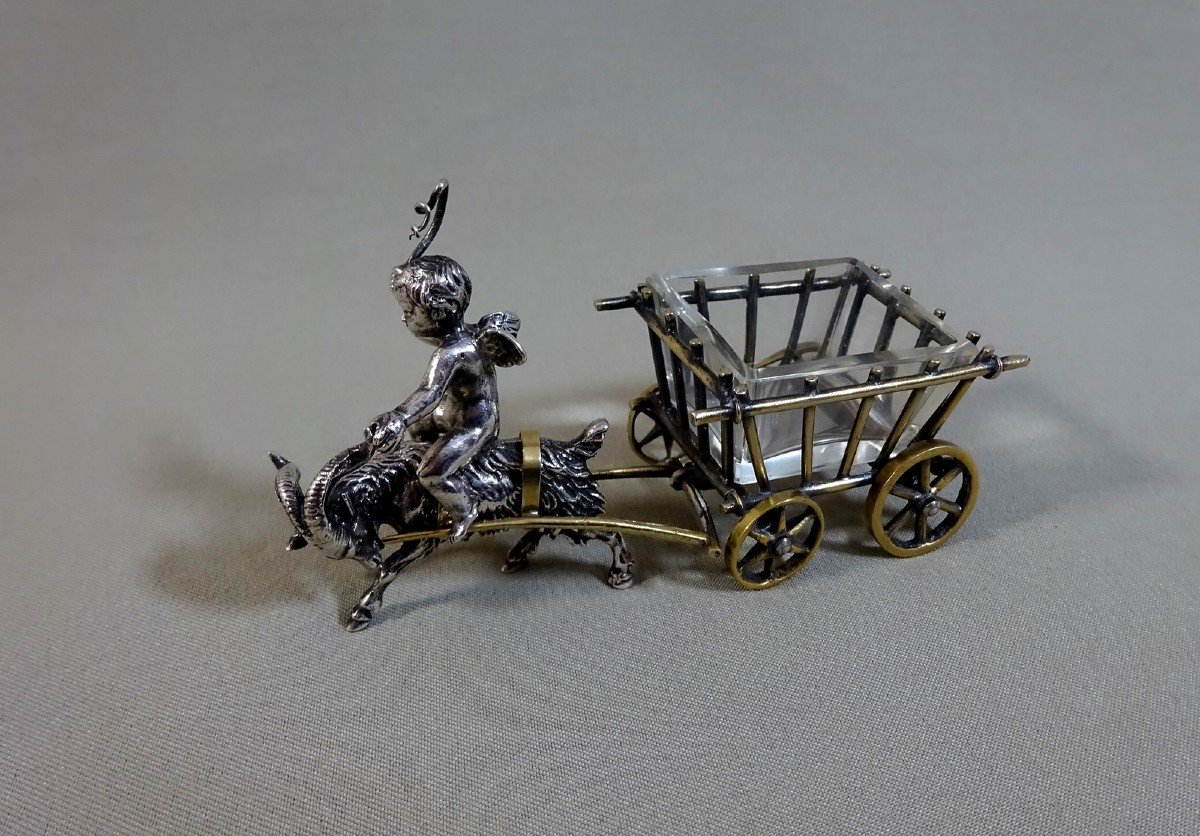 19th Century Saltshaker Depicting A Cart Driven By An Angel And Drawn By A Goat-photo-3