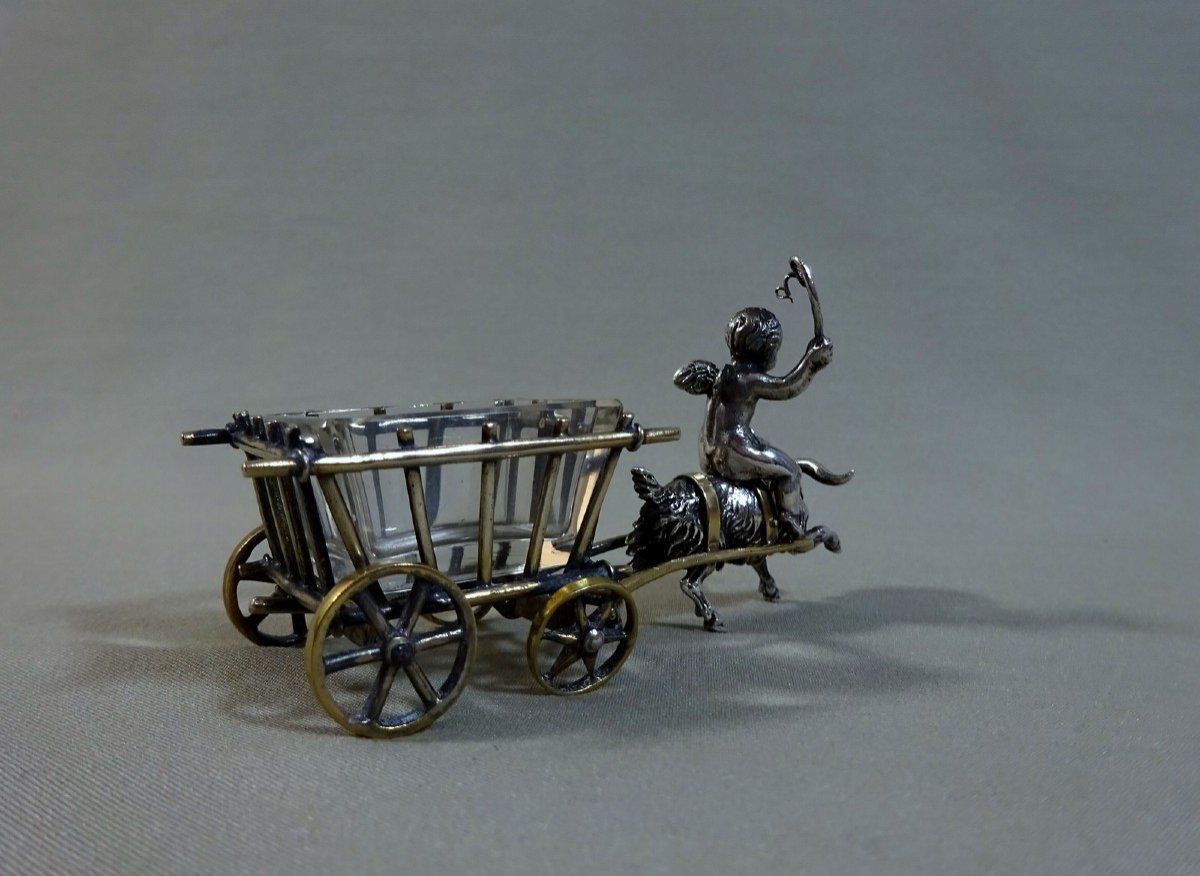 19th Century Saltshaker Depicting A Cart Driven By An Angel And Drawn By A Goat-photo-2