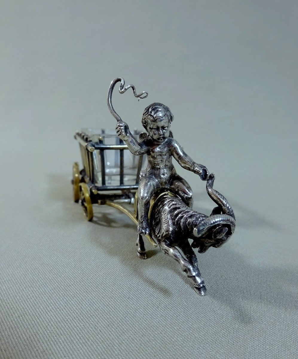 19th Century Saltshaker Depicting A Cart Driven By An Angel And Drawn By A Goat-photo-4